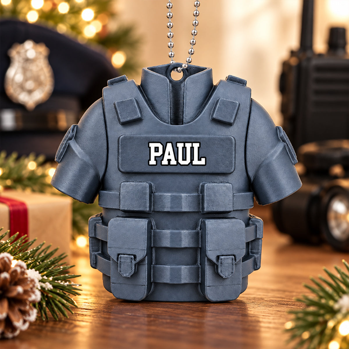 Custom Police Vest Uniform - Personalized 3D Figurine Ornament - Christmas Gift for Husband, Dad, Brother