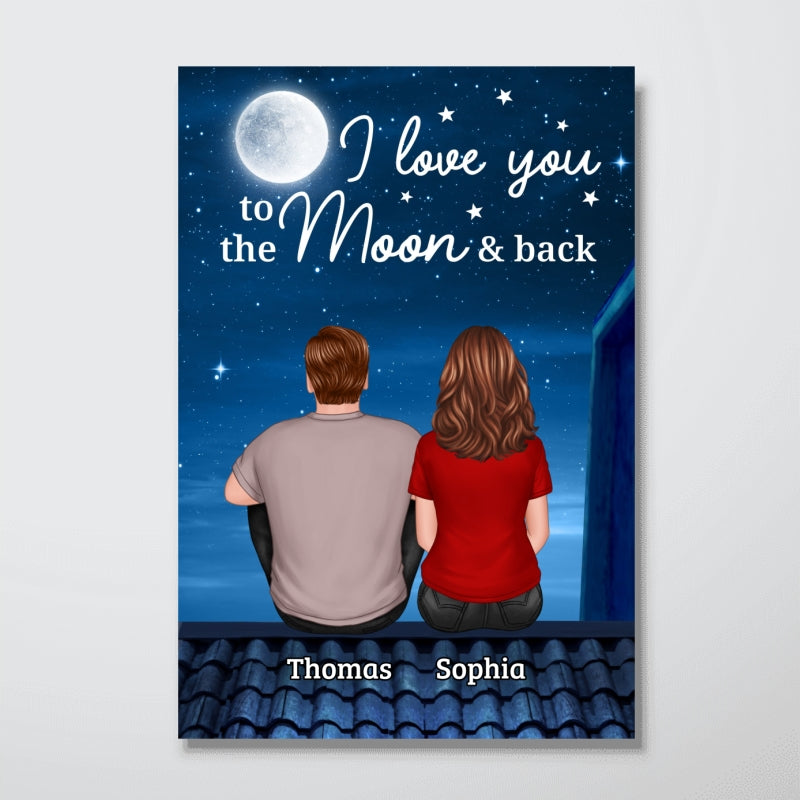 Couple Sitting Back View On The Roof Personalized Vertical Poster