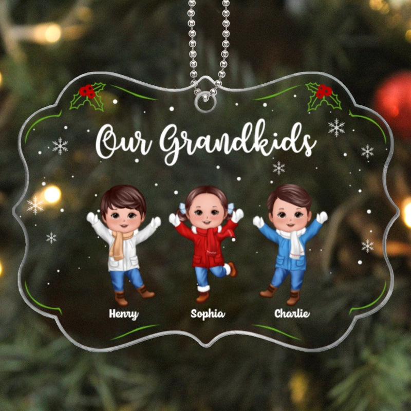Our Grandkids Happy Doll Kids Gift For Grandparents Personalized Acrylic Ornament