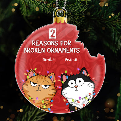 Reasons For Broken Ornament Funny Cat Expression Personalized Acrylic Ornament