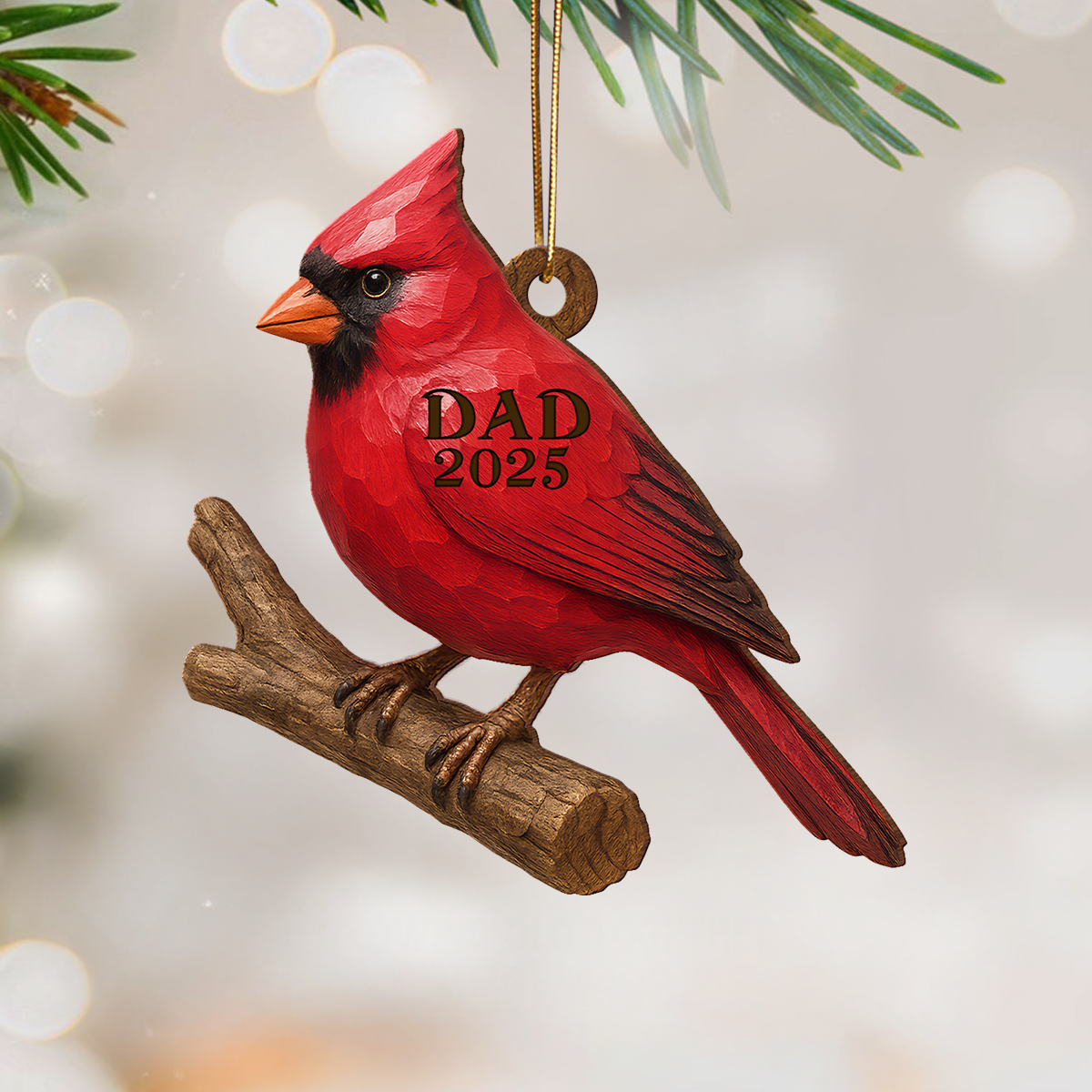 3D Effect Vintage Cardinal Memorial Christmas Personalized Wooden Ornament, Heartwarming Simpathy Gift, Remembrance Gift