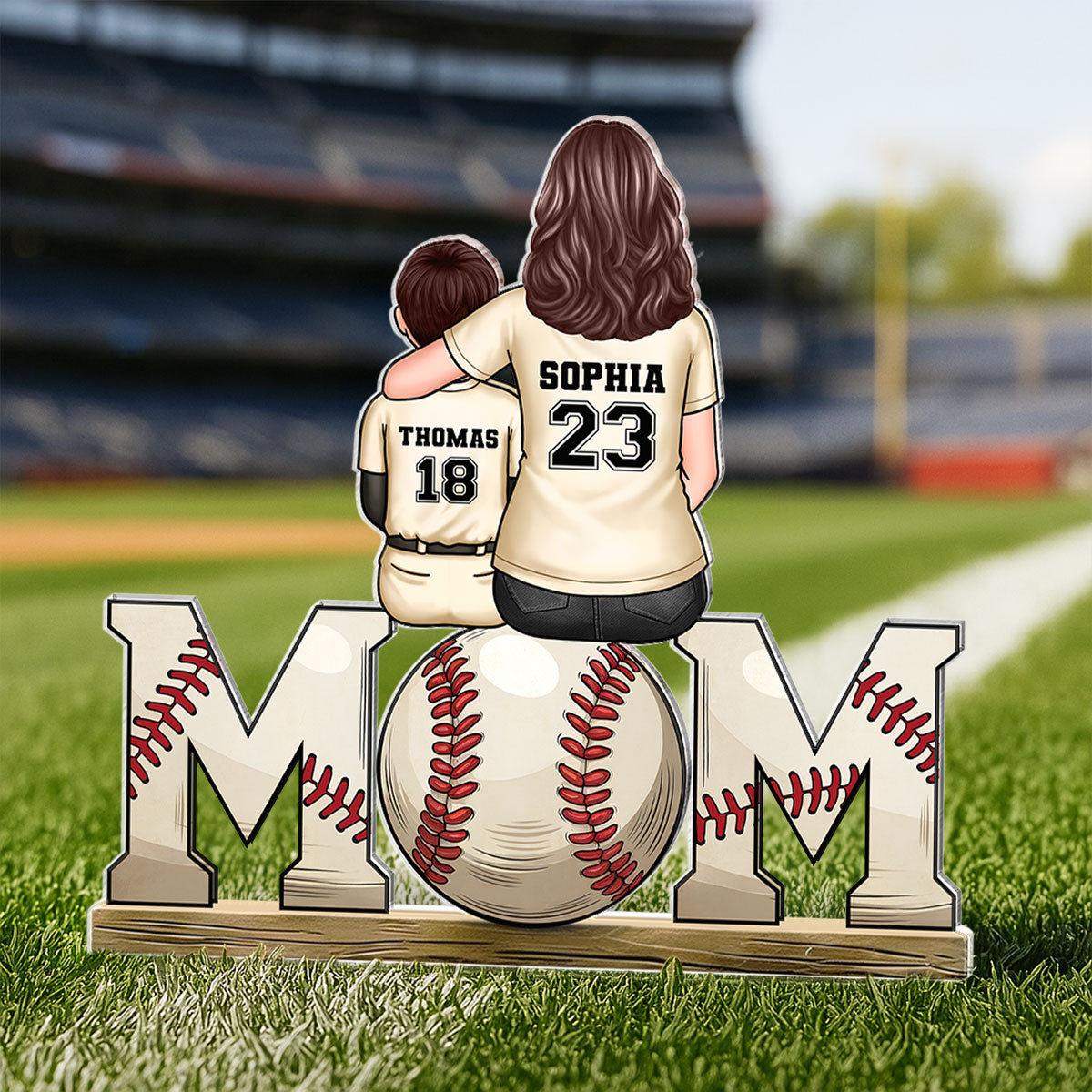 Baseball, Softball Mom And Kids Personalized Acrylic Block Plaque, Gift