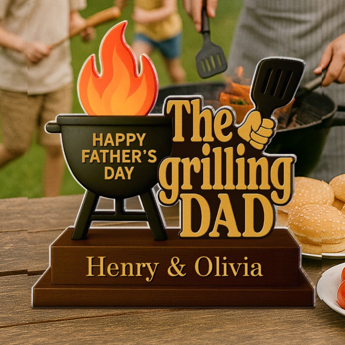 The Grillfather Personalized Custom Shape Acrylic Block, Father's Day Gift For Husband, For Dad