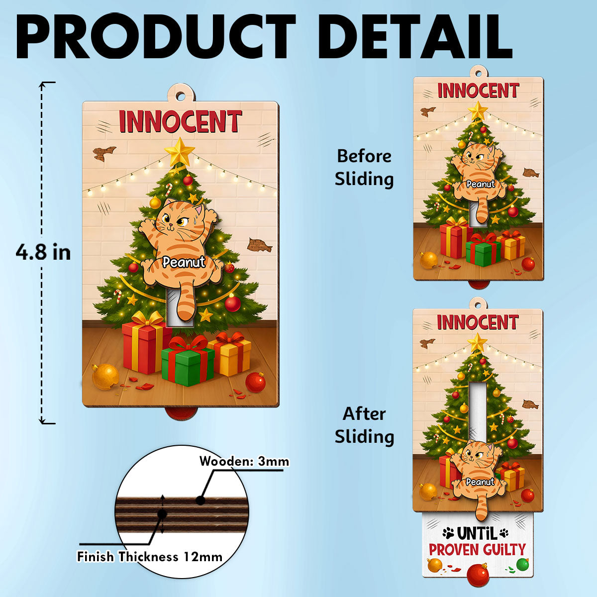 Naughty Cats Christmas Tree - Personalized Slider Ornament