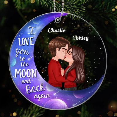 Galaxy Moon Doll Couple Kissing Personalized Acrylic Ornament