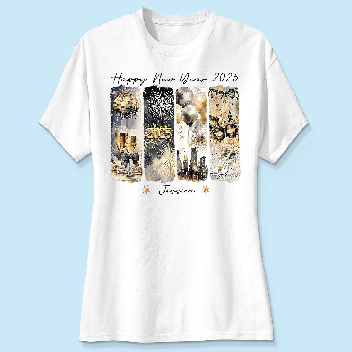 Retro New Year 2025 Disco Ball Gold Glitter Personalized Shirt, Brushstroke New Year New Me, New Year Gift For Yourself
