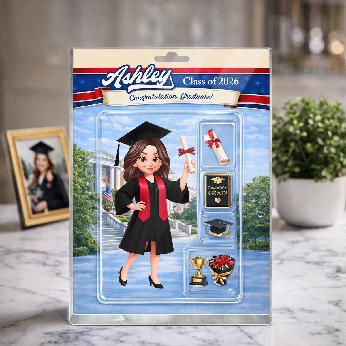 Senior Class Of 2026 Action Figure - Personalized Acrylic Block Plaque - Graduation Gift For Seniors, Daughter, Son, Grandkids