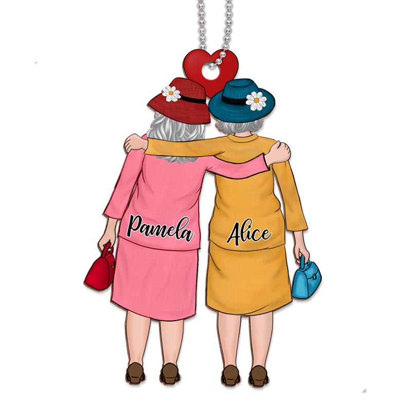 Old Besties Best Friend Personalized Christmas Wooden Ornament