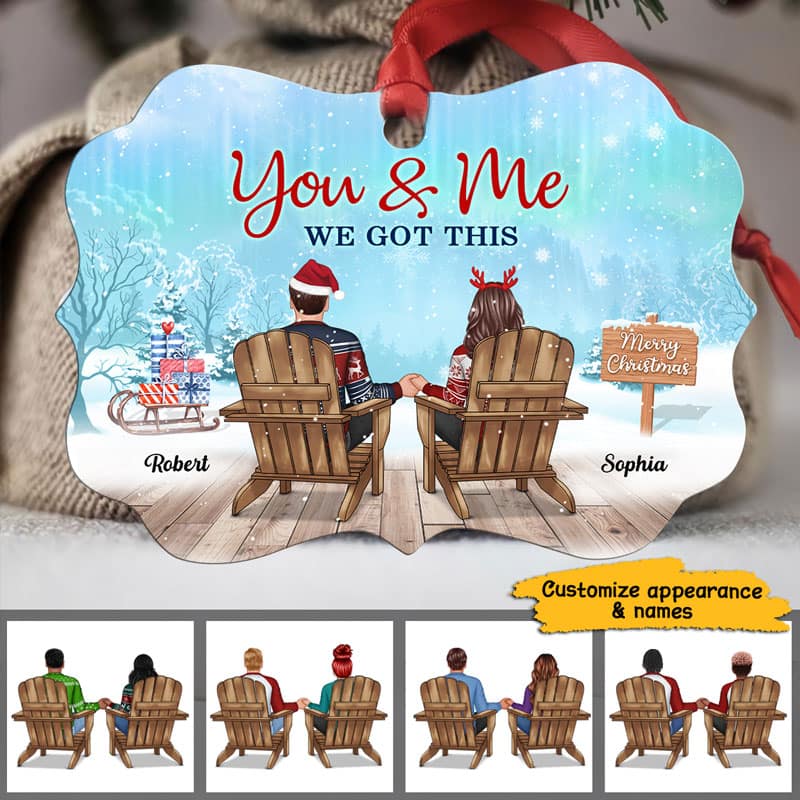 Couple Back View Christmas Personalized Christmas Ornament
