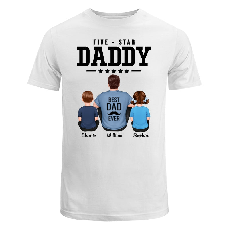 Five Star Dad Grandpa Back View Sitting Personalized Shirt