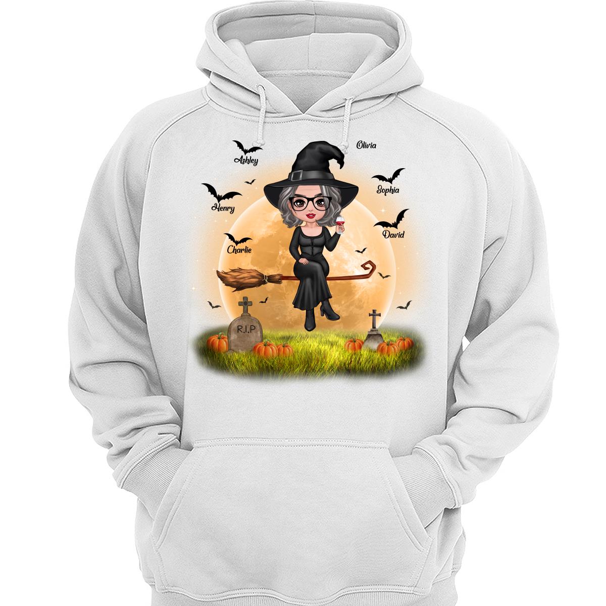 Halloween Grandma Mom Witch Moon Background Personalized Shirt