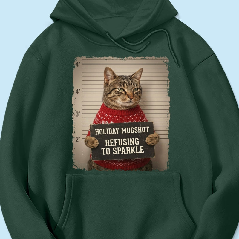 Funny Pet Holiday Mugshot Upload Pet Photo - Personalized Shirt - Iconic Christmas Gift For Pet Lovers