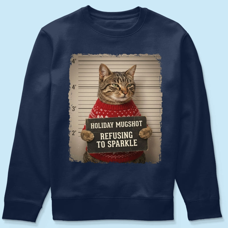 Funny Pet Holiday Mugshot Upload Pet Photo - Personalized Shirt - Iconic Christmas Gift For Pet Lovers