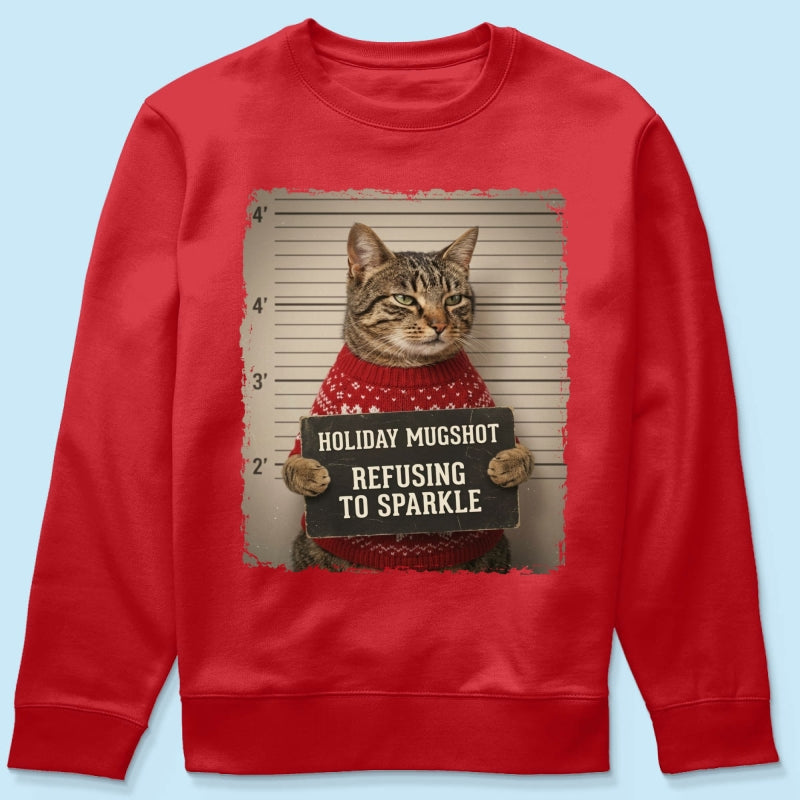Funny Pet Holiday Mugshot Upload Pet Photo - Personalized Shirt - Iconic Christmas Gift For Pet Lovers