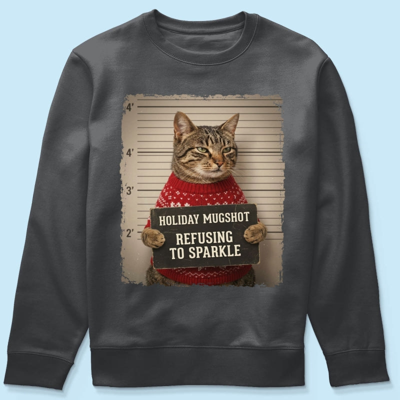 Funny Pet Holiday Mugshot Upload Pet Photo - Personalized Shirt - Iconic Christmas Gift For Pet Lovers
