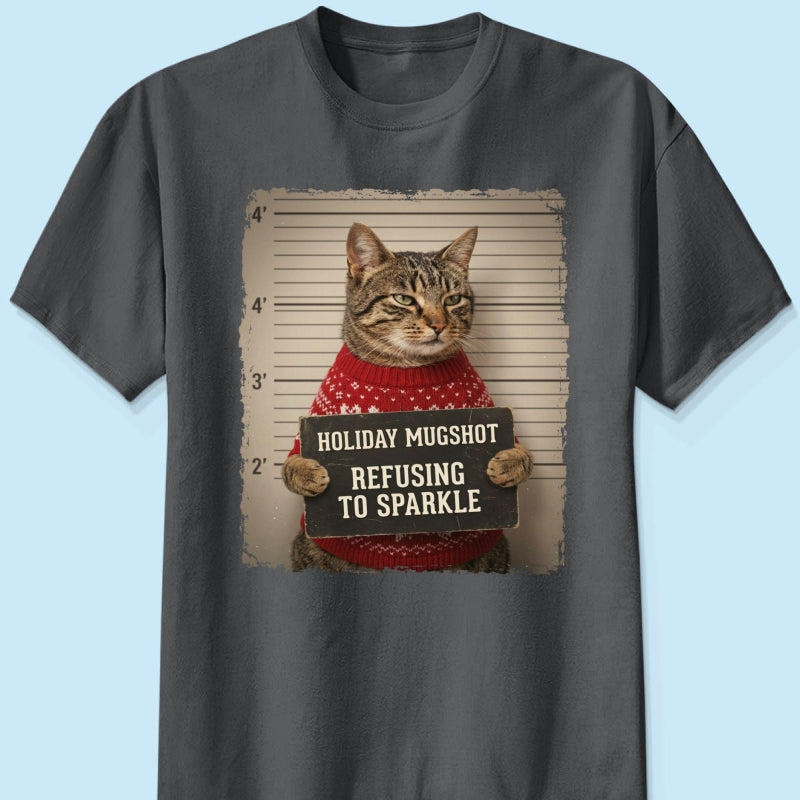 Funny Pet Holiday Mugshot Upload Pet Photo - Personalized Shirt - Iconic Christmas Gift For Pet Lovers