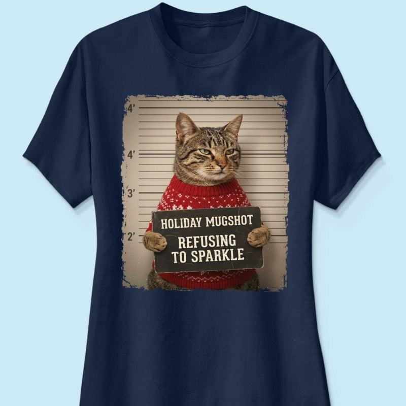 Funny Pet Holiday Mugshot Upload Pet Photo - Personalized Shirt - Iconic Christmas Gift For Pet Lovers