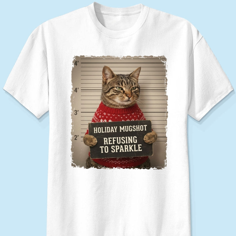 Funny Pet Holiday Mugshot Upload Pet Photo - Personalized Shirt - Iconic Christmas Gift For Pet Lovers