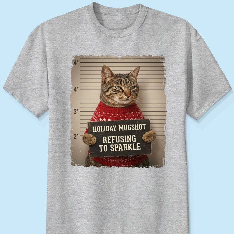 Funny Pet Holiday Mugshot Upload Pet Photo - Personalized Shirt - Iconic Christmas Gift For Pet Lovers
