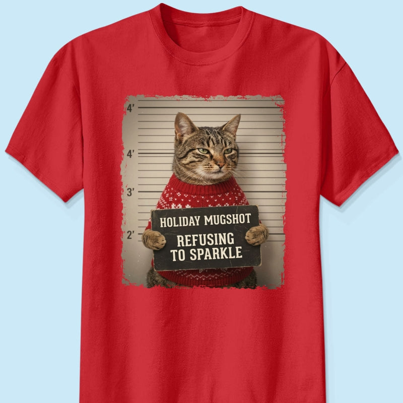 Funny Pet Holiday Mugshot Upload Pet Photo - Personalized Shirt - Iconic Christmas Gift For Pet Lovers