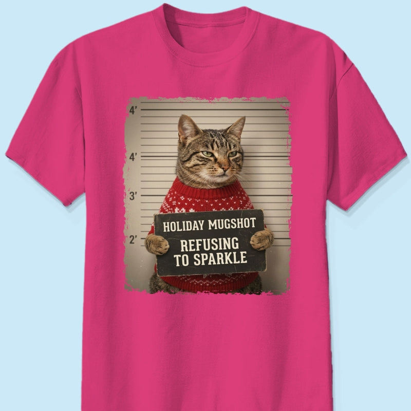 Funny Pet Holiday Mugshot Upload Pet Photo - Personalized Shirt - Iconic Christmas Gift For Pet Lovers