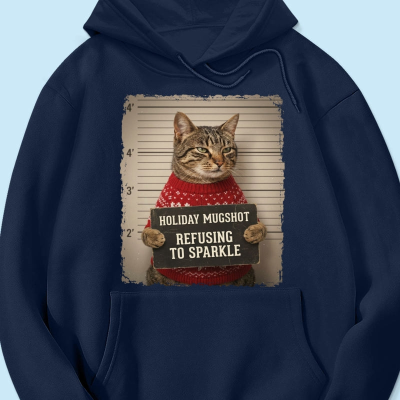Funny Pet Holiday Mugshot Upload Pet Photo - Personalized Shirt - Iconic Christmas Gift For Pet Lovers