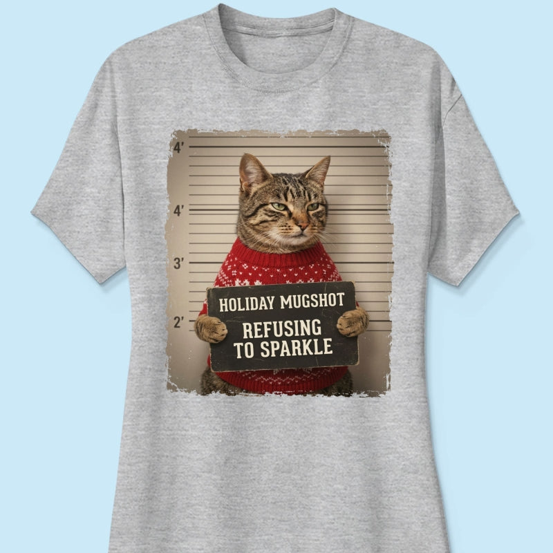 Funny Pet Holiday Mugshot Upload Pet Photo - Personalized Shirt - Iconic Christmas Gift For Pet Lovers