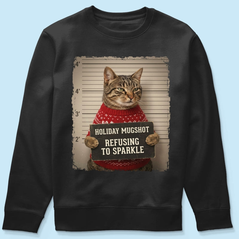 Funny Pet Holiday Mugshot Upload Pet Photo - Personalized Shirt - Iconic Christmas Gift For Pet Lovers