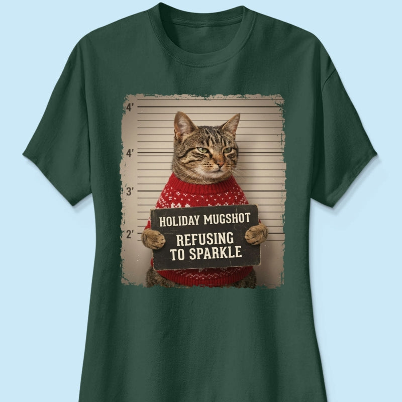 Funny Pet Holiday Mugshot Upload Pet Photo - Personalized Shirt - Iconic Christmas Gift For Pet Lovers