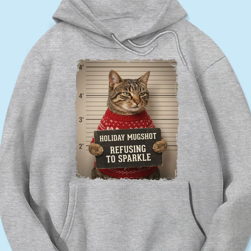 Funny Pet Holiday Mugshot Upload Pet Photo - Personalized Shirt - Iconic Christmas Gift For Pet Lovers