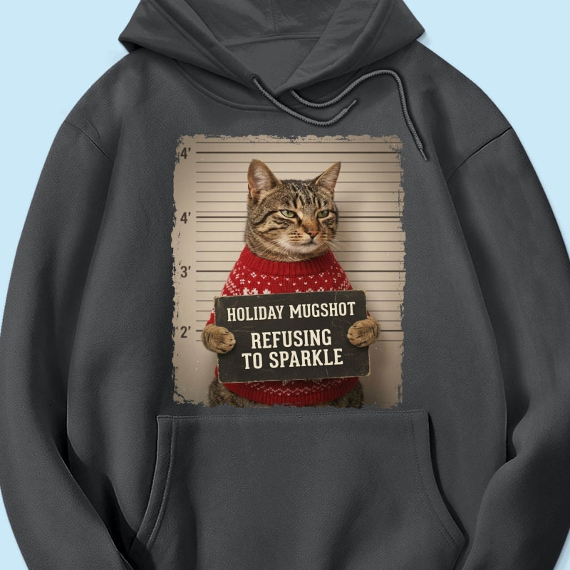 Funny Pet Holiday Mugshot Upload Pet Photo - Personalized Shirt - Iconic Christmas Gift For Pet Lovers