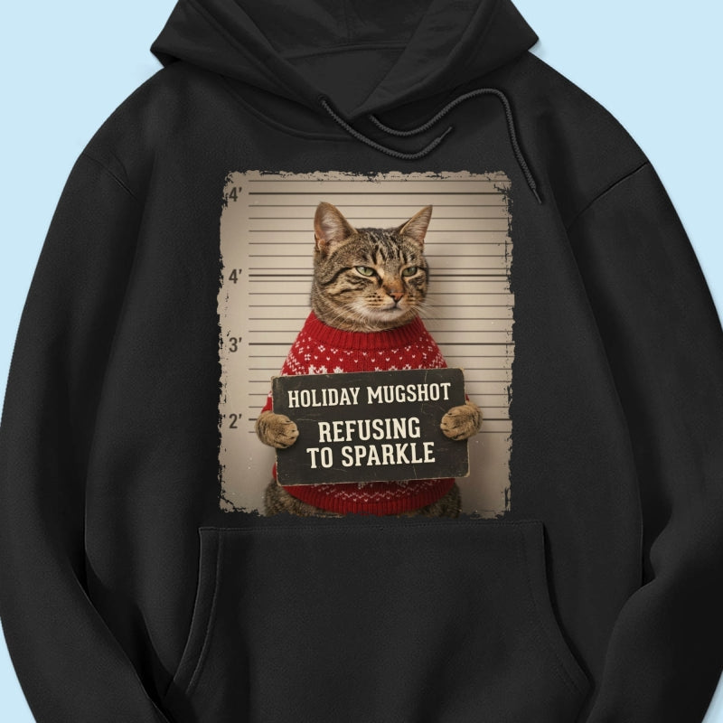 Funny Pet Holiday Mugshot Upload Pet Photo - Personalized Shirt - Iconic Christmas Gift For Pet Lovers