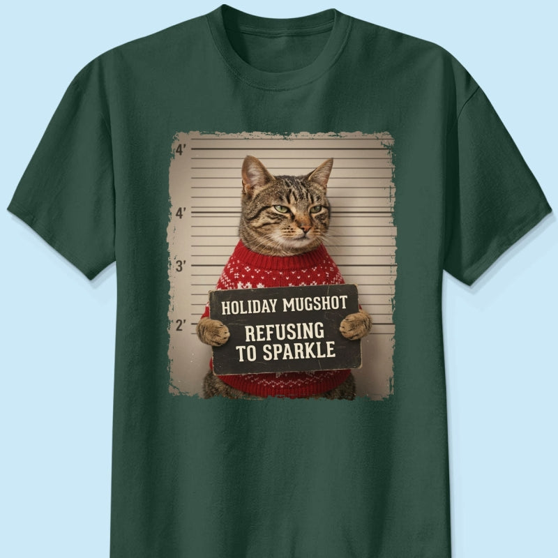 Funny Pet Holiday Mugshot Upload Pet Photo - Personalized Shirt - Iconic Christmas Gift For Pet Lovers