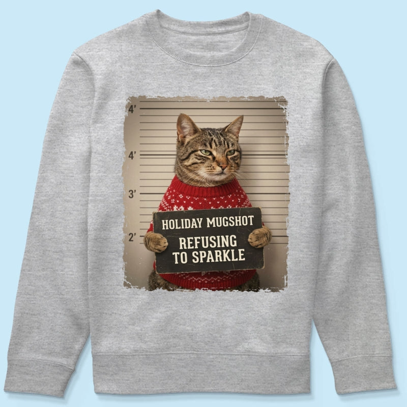 Funny Pet Holiday Mugshot Upload Pet Photo - Personalized Shirt - Iconic Christmas Gift For Pet Lovers