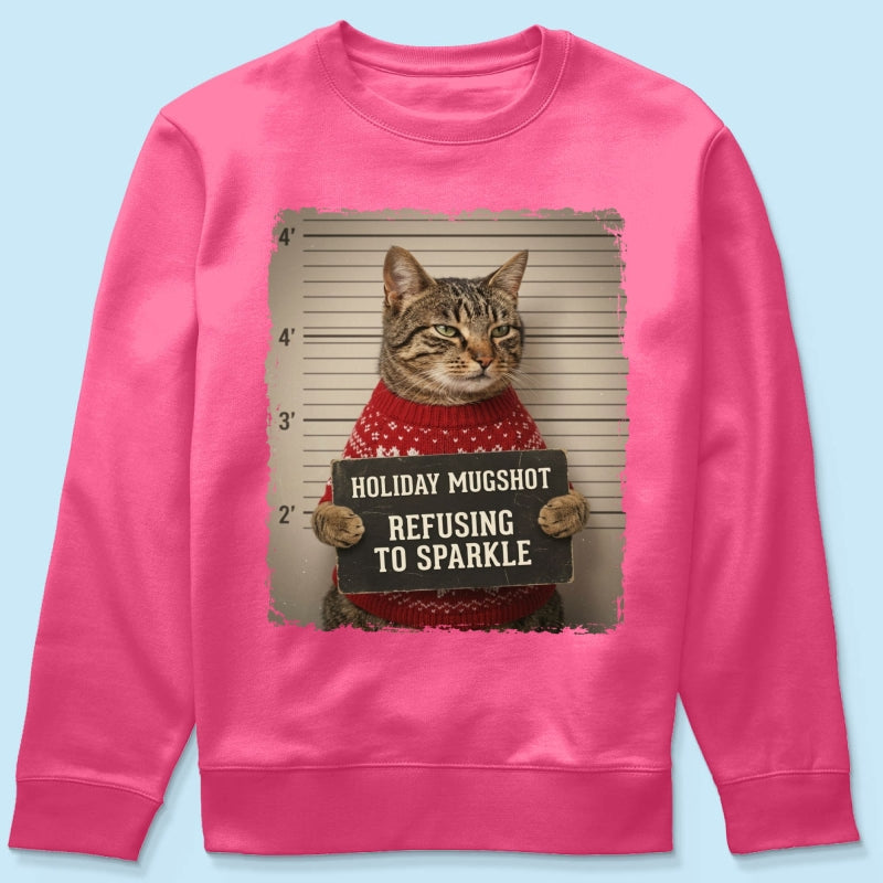 Funny Pet Holiday Mugshot Upload Pet Photo - Personalized Shirt - Iconic Christmas Gift For Pet Lovers