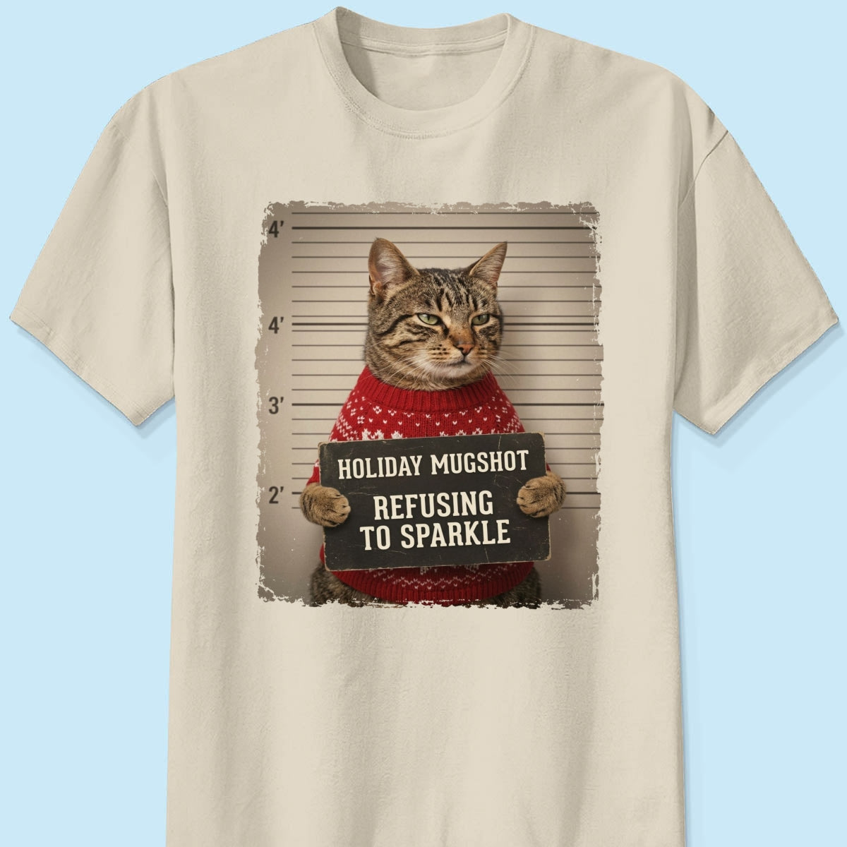 Funny Pet Holiday Mugshot Upload Pet Photo - Personalized Shirt - Iconic Christmas Gift For Pet Lovers