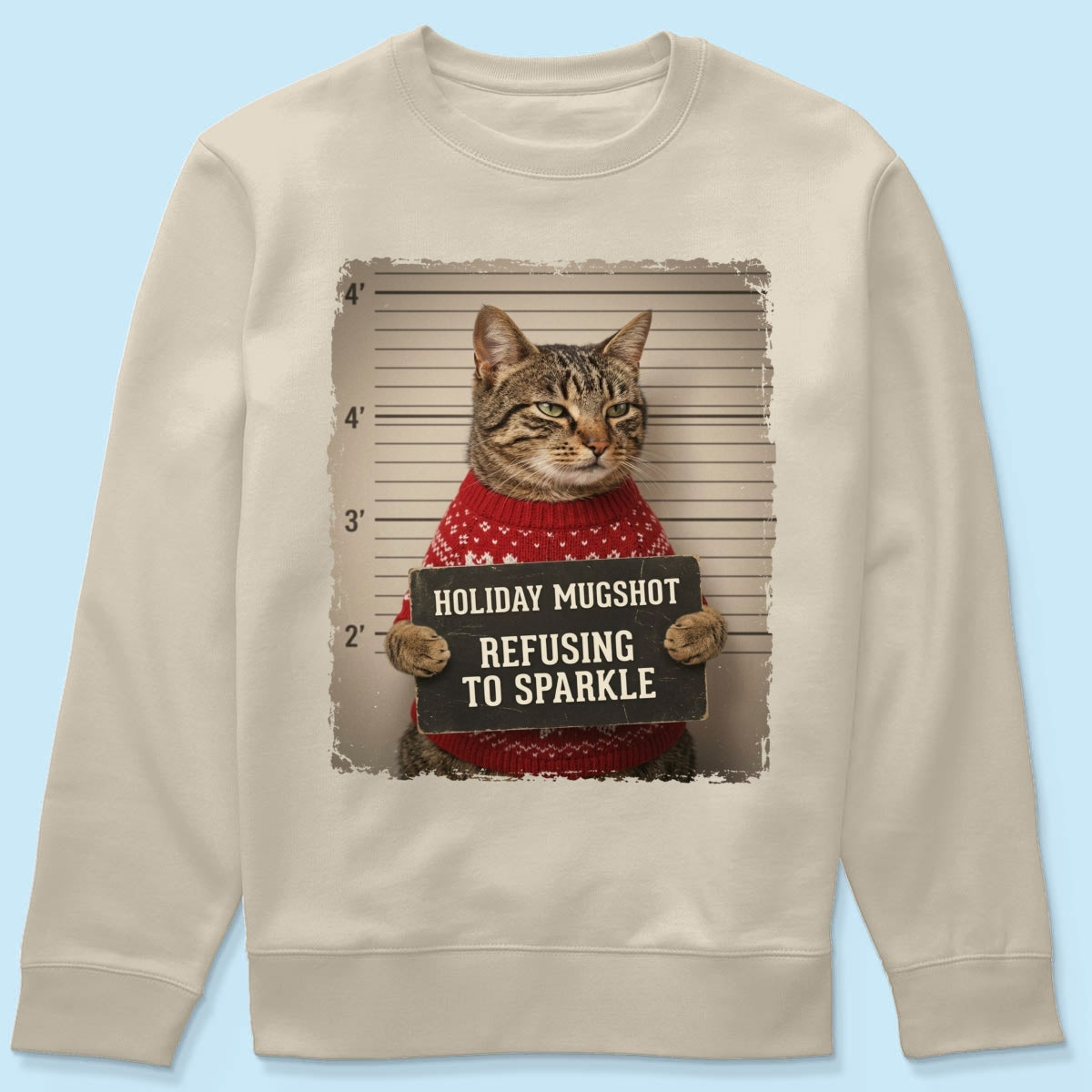 Funny Pet Holiday Mugshot Upload Pet Photo - Personalized Shirt - Iconic Christmas Gift For Pet Lovers