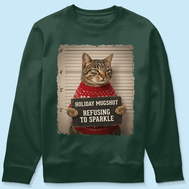 Funny Pet Holiday Mugshot Upload Pet Photo - Personalized Shirt - Iconic Christmas Gift For Pet Lovers