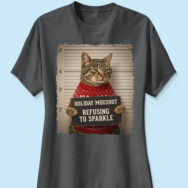 Funny Pet Holiday Mugshot Upload Pet Photo - Personalized Shirt - Iconic Christmas Gift For Pet Lovers