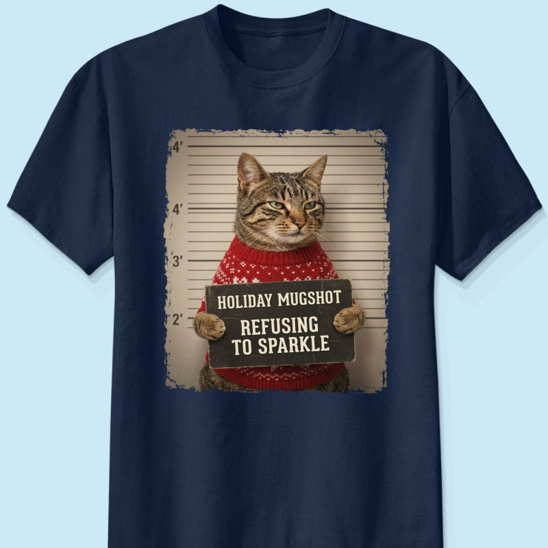 Funny Pet Holiday Mugshot Upload Pet Photo - Personalized Shirt - Iconic Christmas Gift For Pet Lovers