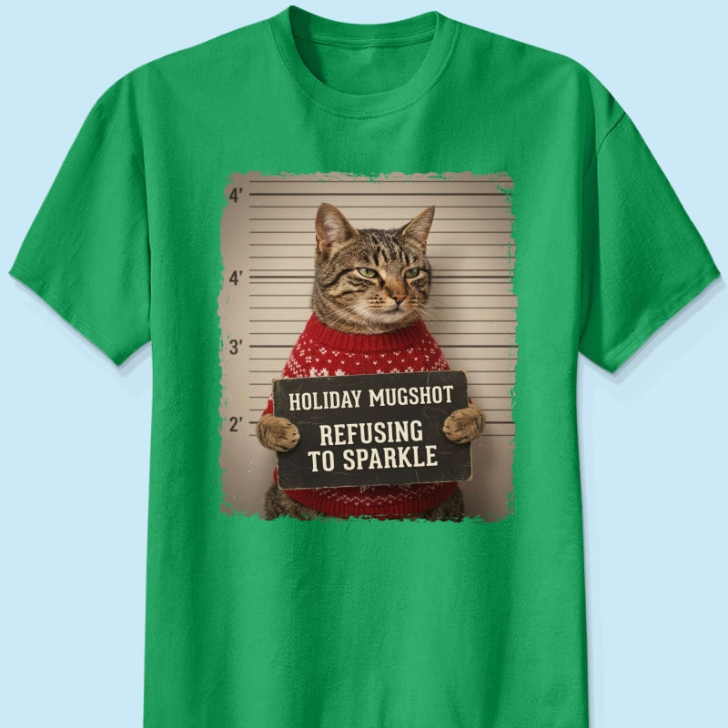 Funny Pet Holiday Mugshot Upload Pet Photo - Personalized Shirt - Iconic Christmas Gift For Pet Lovers