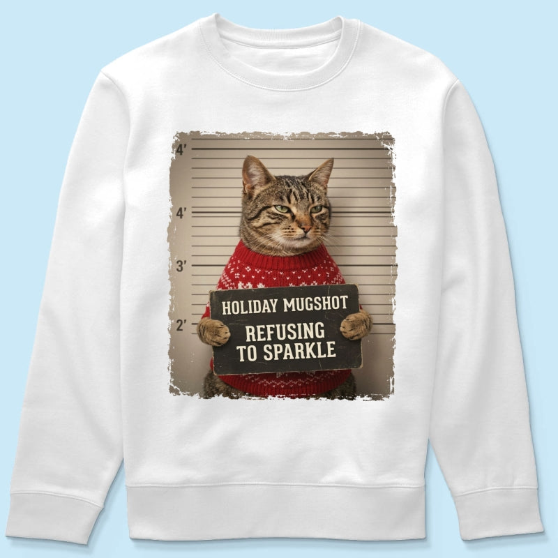 Funny Pet Holiday Mugshot Upload Pet Photo - Personalized Shirt - Iconic Christmas Gift For Pet Lovers