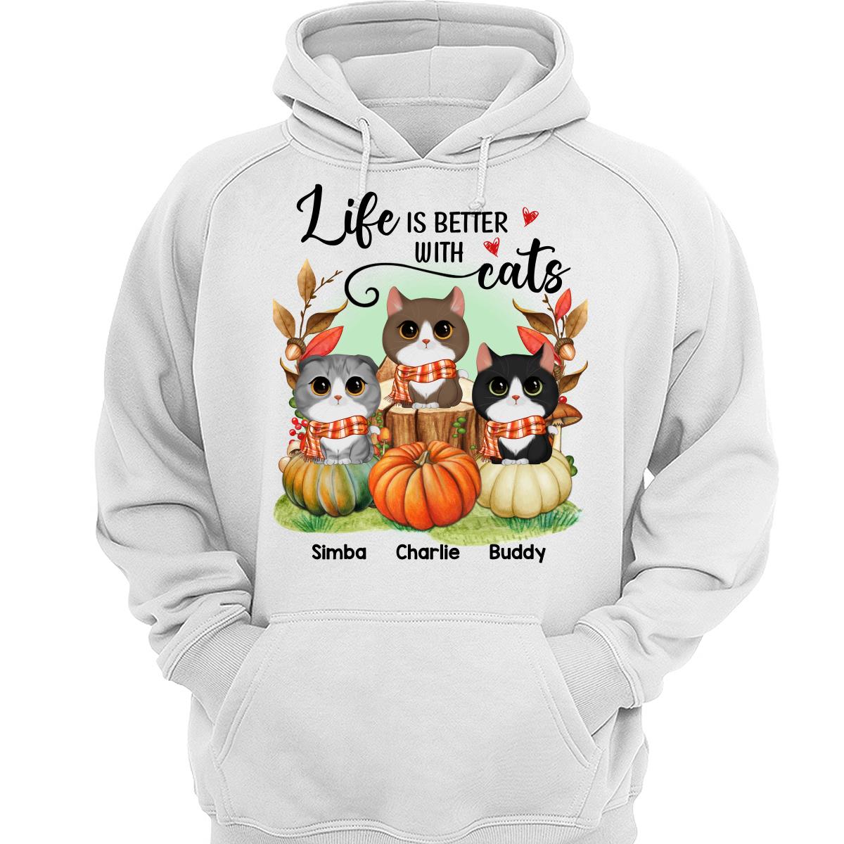 Life Is Better With Cats Fall Season Autumn Personalized Shirt