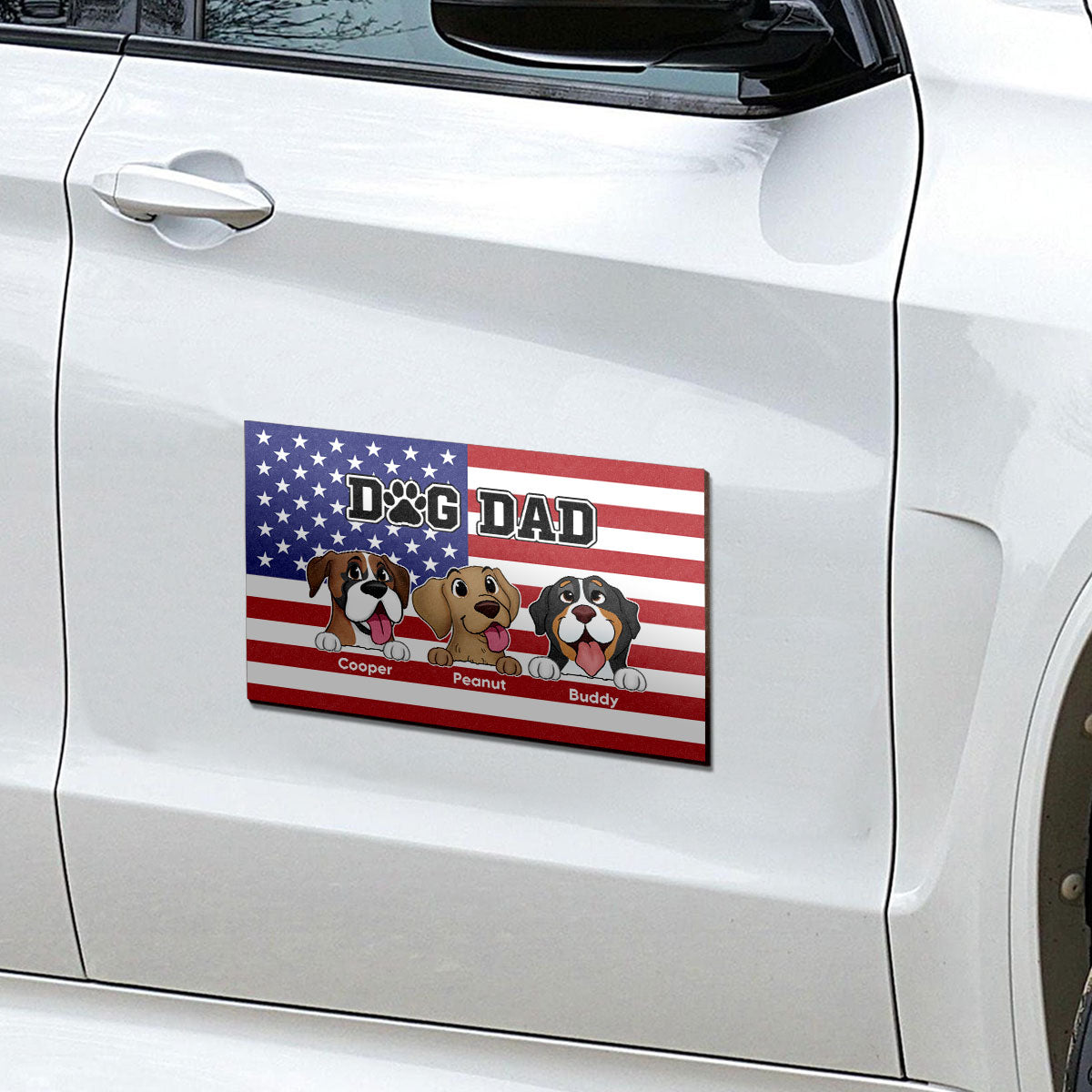Dog Dad Personalized Car Magnet, Gift For Dog Lovers