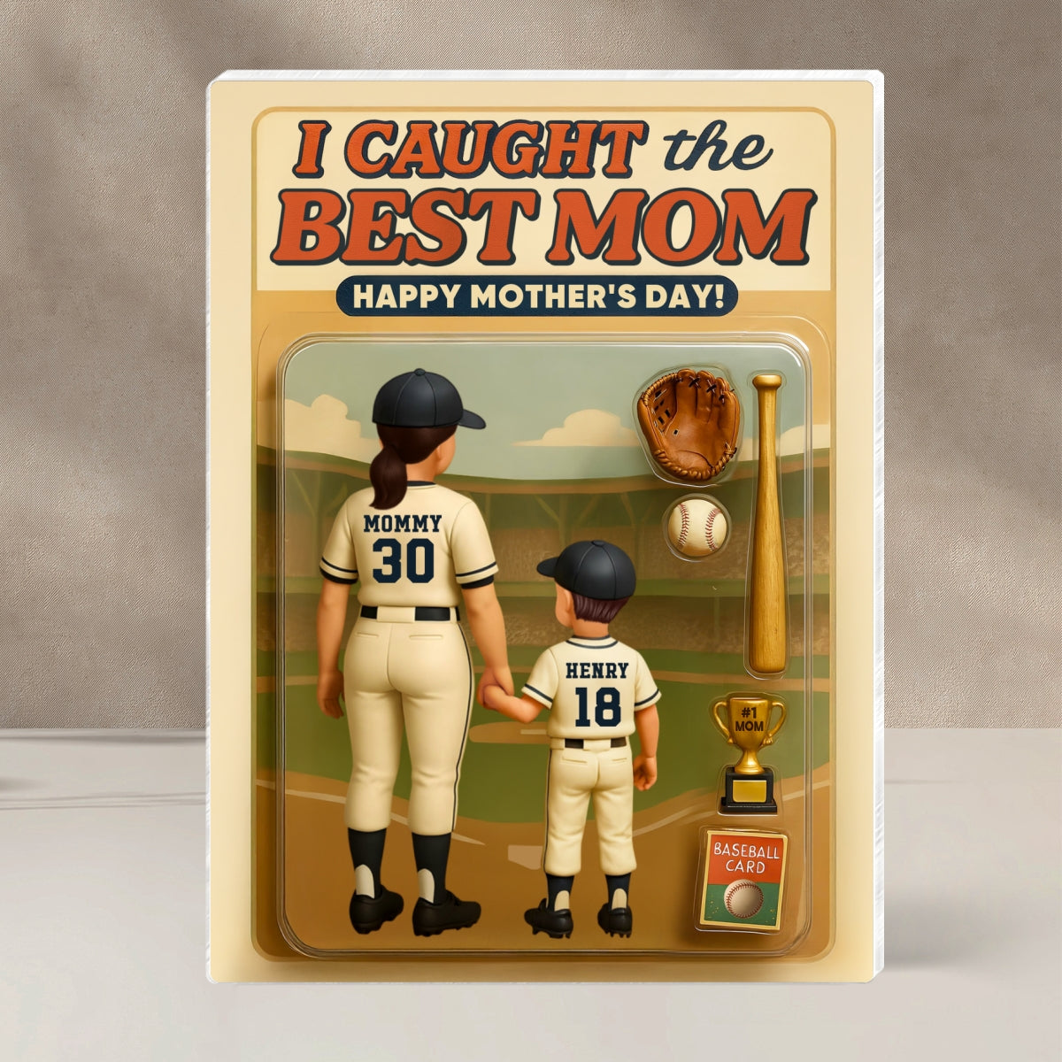 We Caught the Best Mom Baseball Custom Figure Personalized Acrylic Block Plaque, Gift for Mom, Gift for Wife