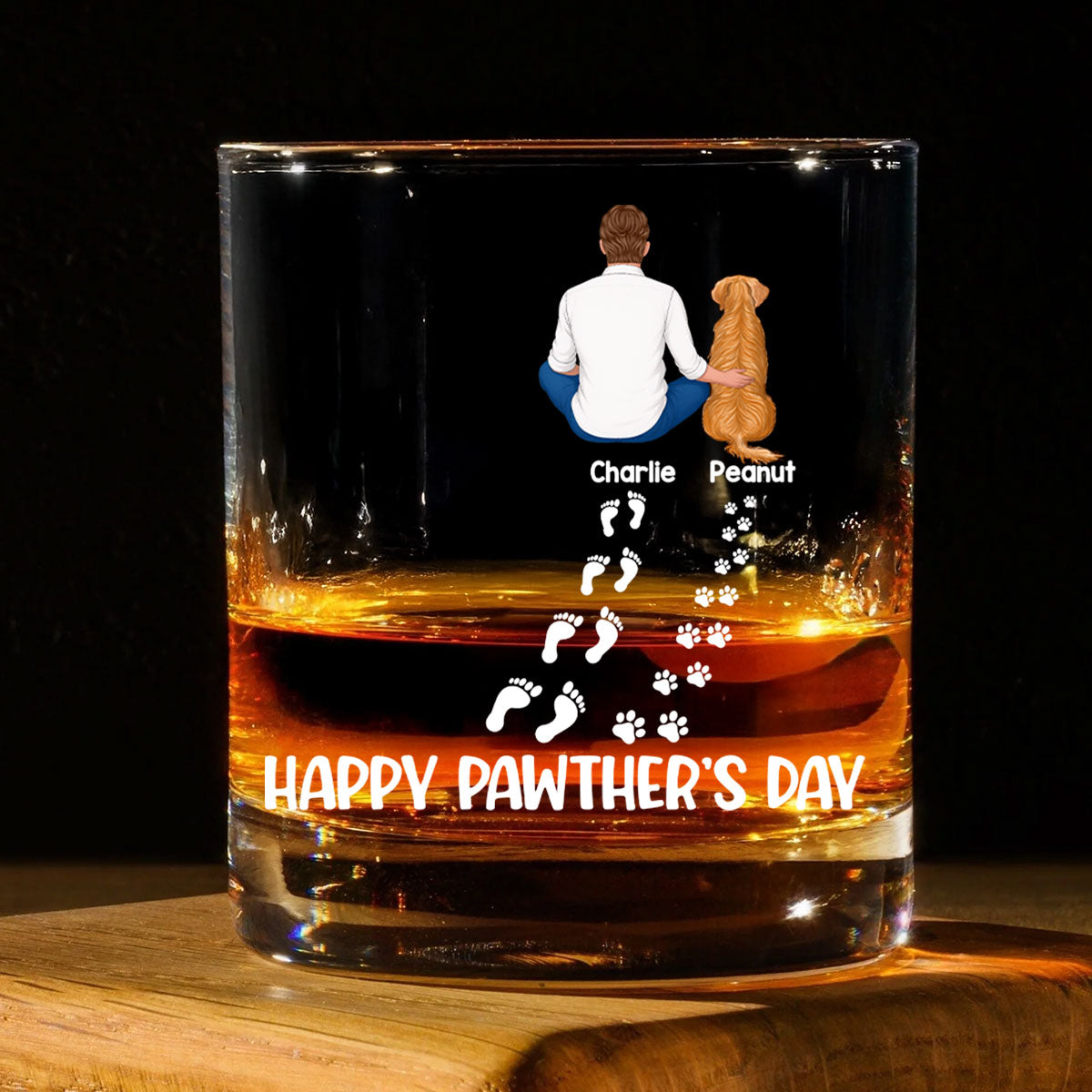 Happy Pawther's Day Dog Dad Personalized Wine Glass, Father's Day Gift for Dog Dads