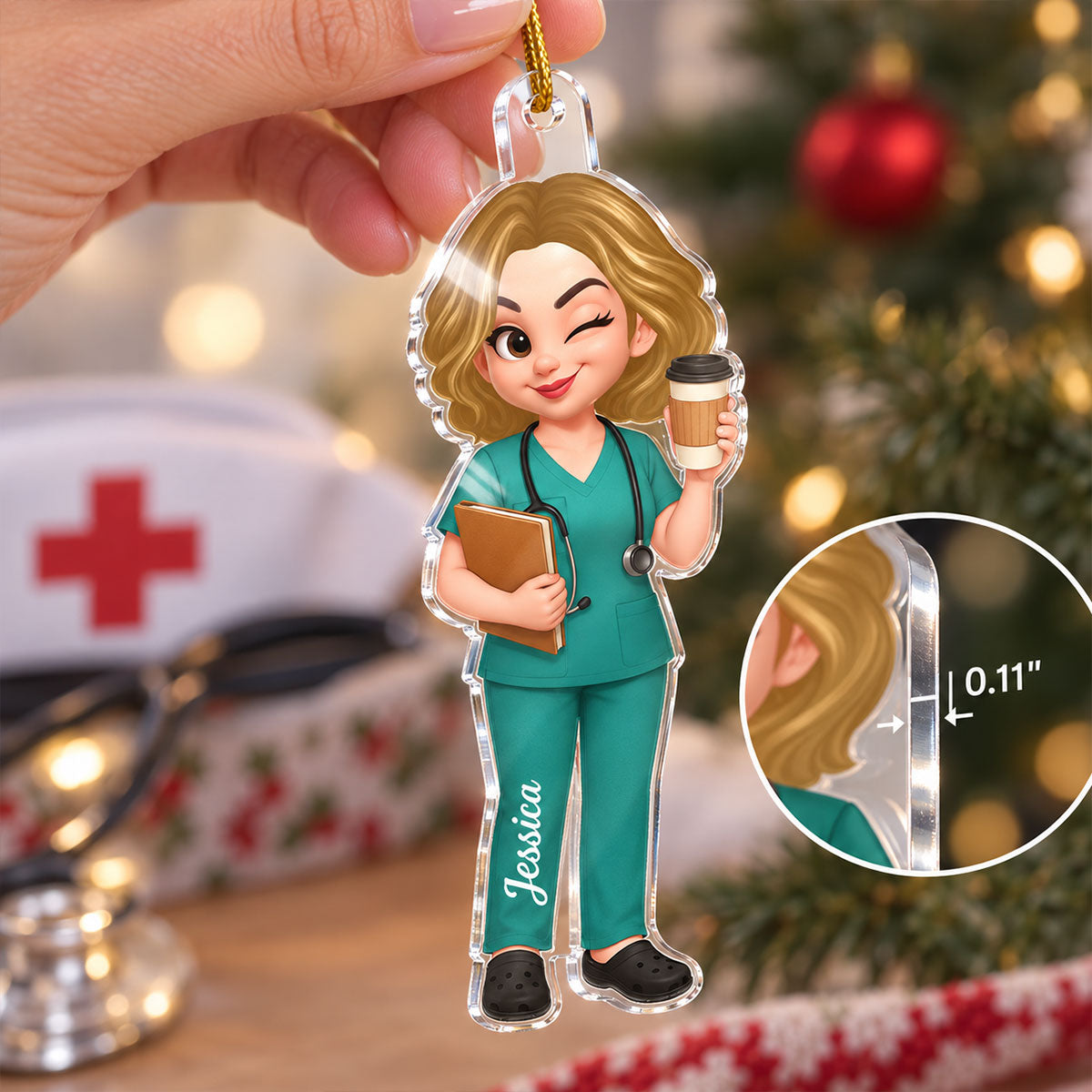 Nurse Uniform Custom Name - Personalized Acrylic Ornament - Christmas Gift for Wife, Daughter, Best Friends