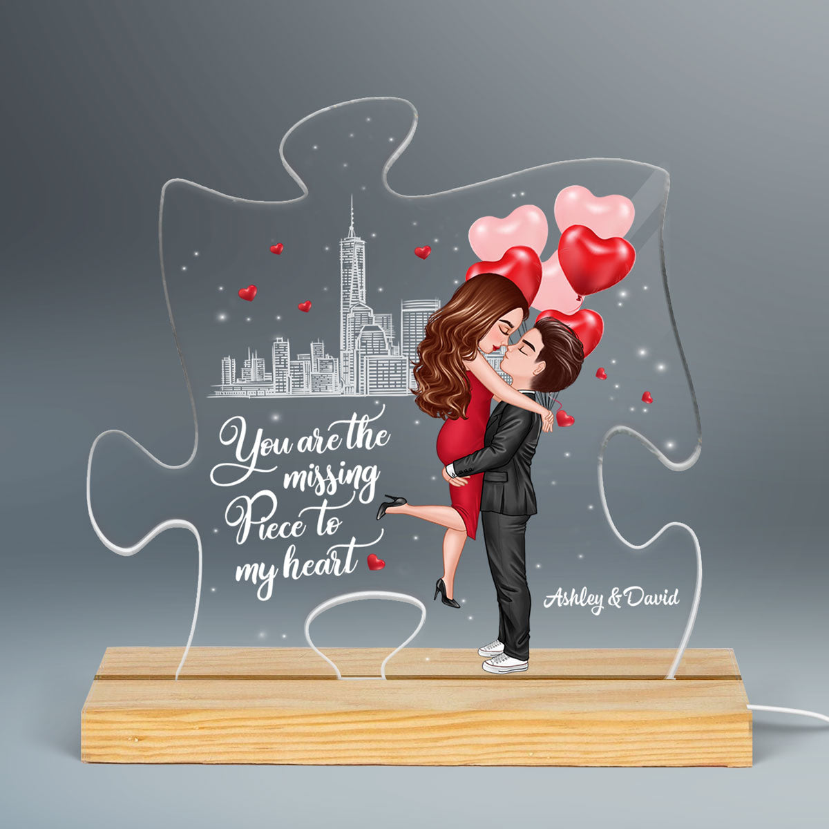 The Missing Piece To My Heart Personalized Acrylic Custom Shape Puzzle Plaque