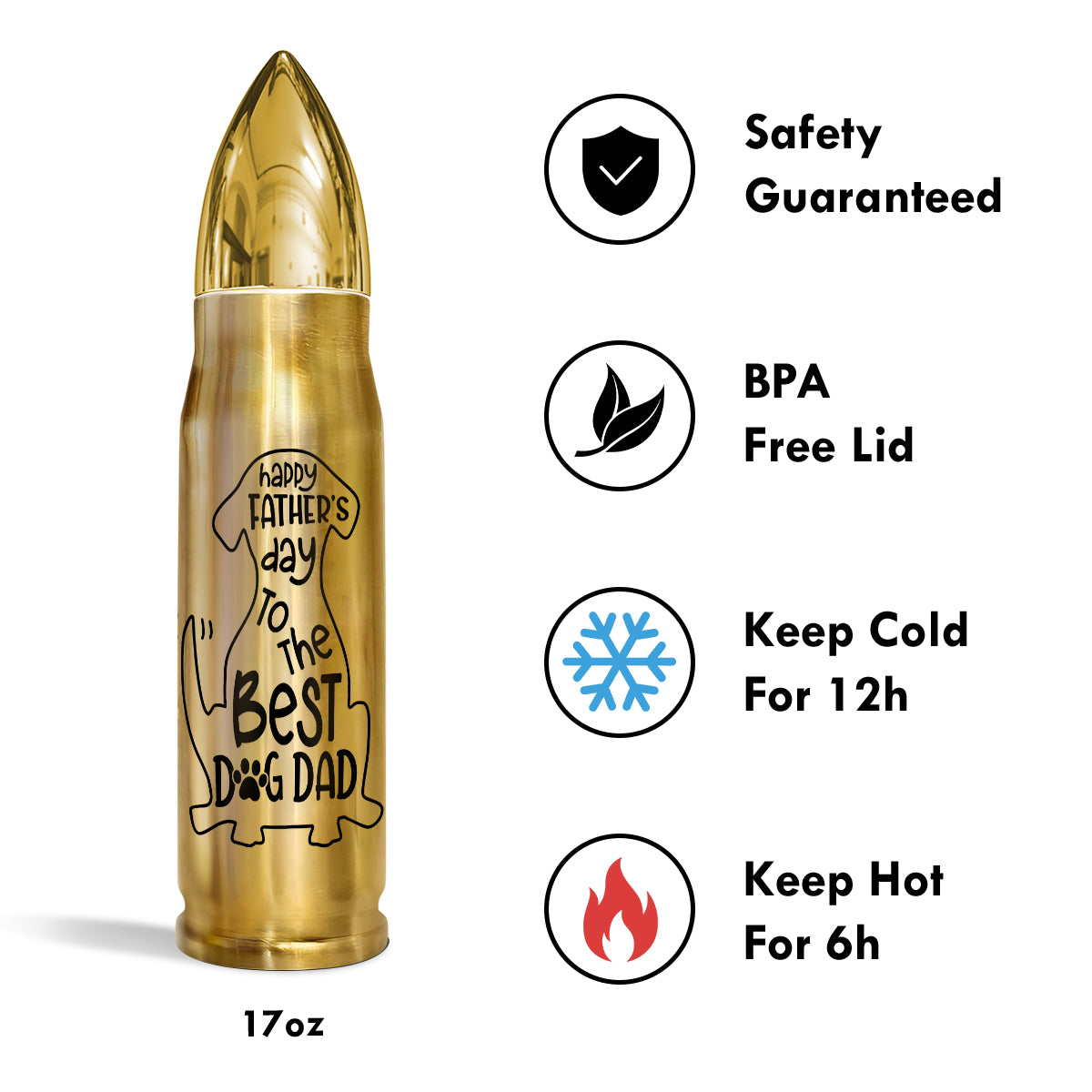 Happy Father‘s Day To The Best Dog Dad Personalized Bullet Tumbler