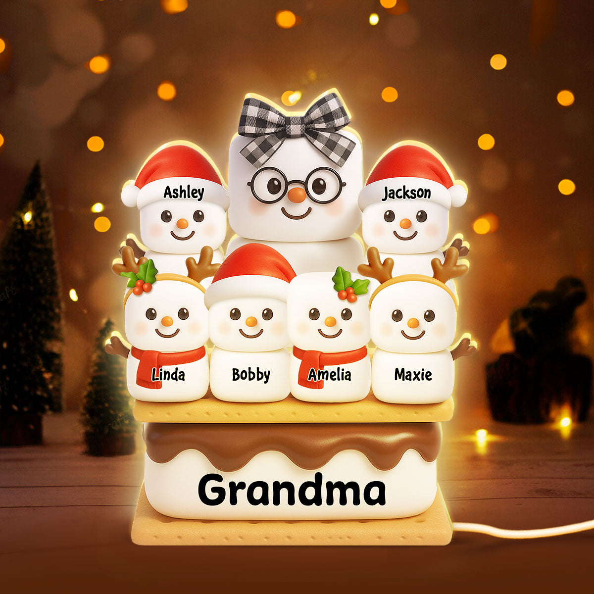 Cute Smores Grandma Grandkids - Personalized Light Box - Christmas Gift For Grandmas